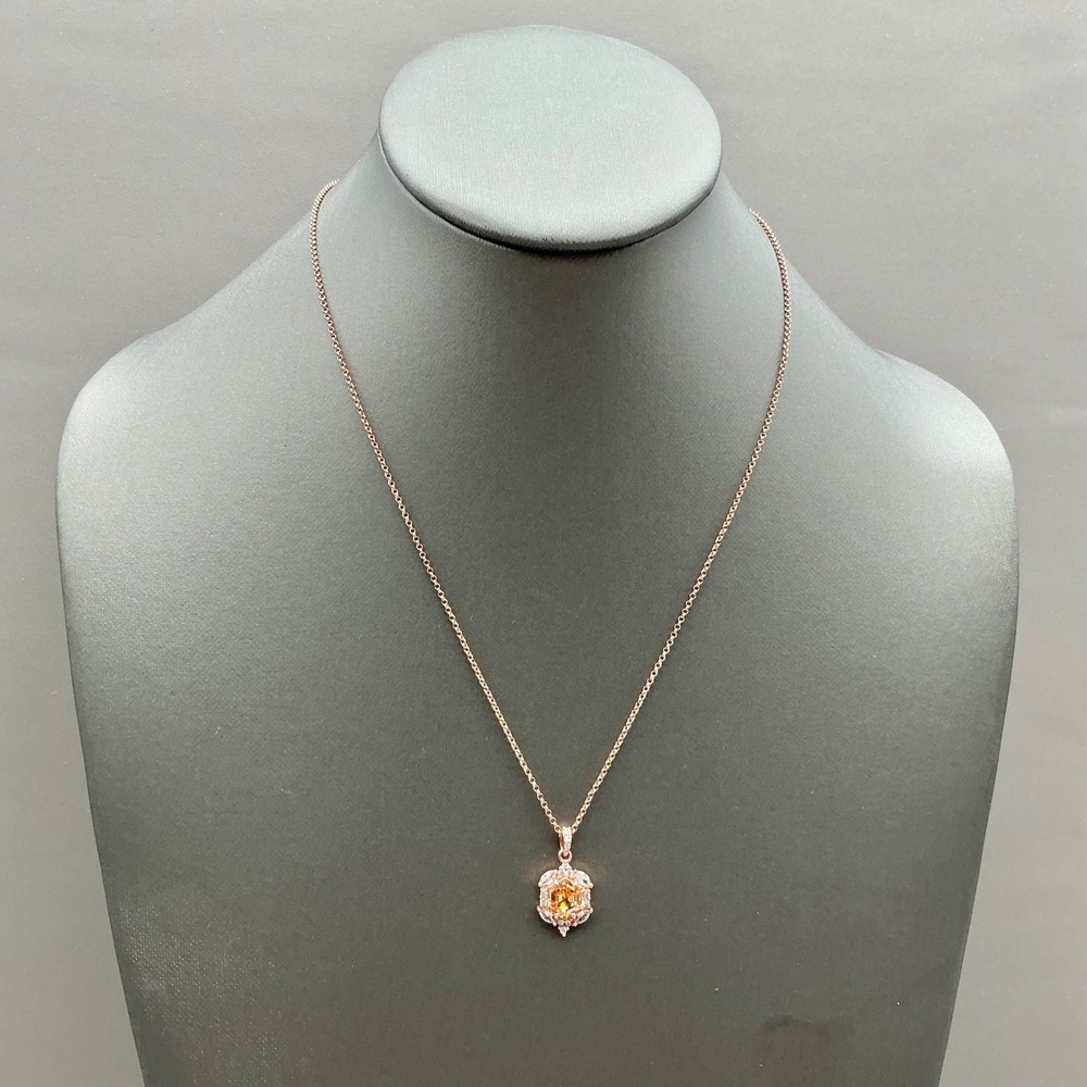 Bomb Party Necklace Women Rose Gold Tone Amber Hexagon Crystal Fashion Jewelry